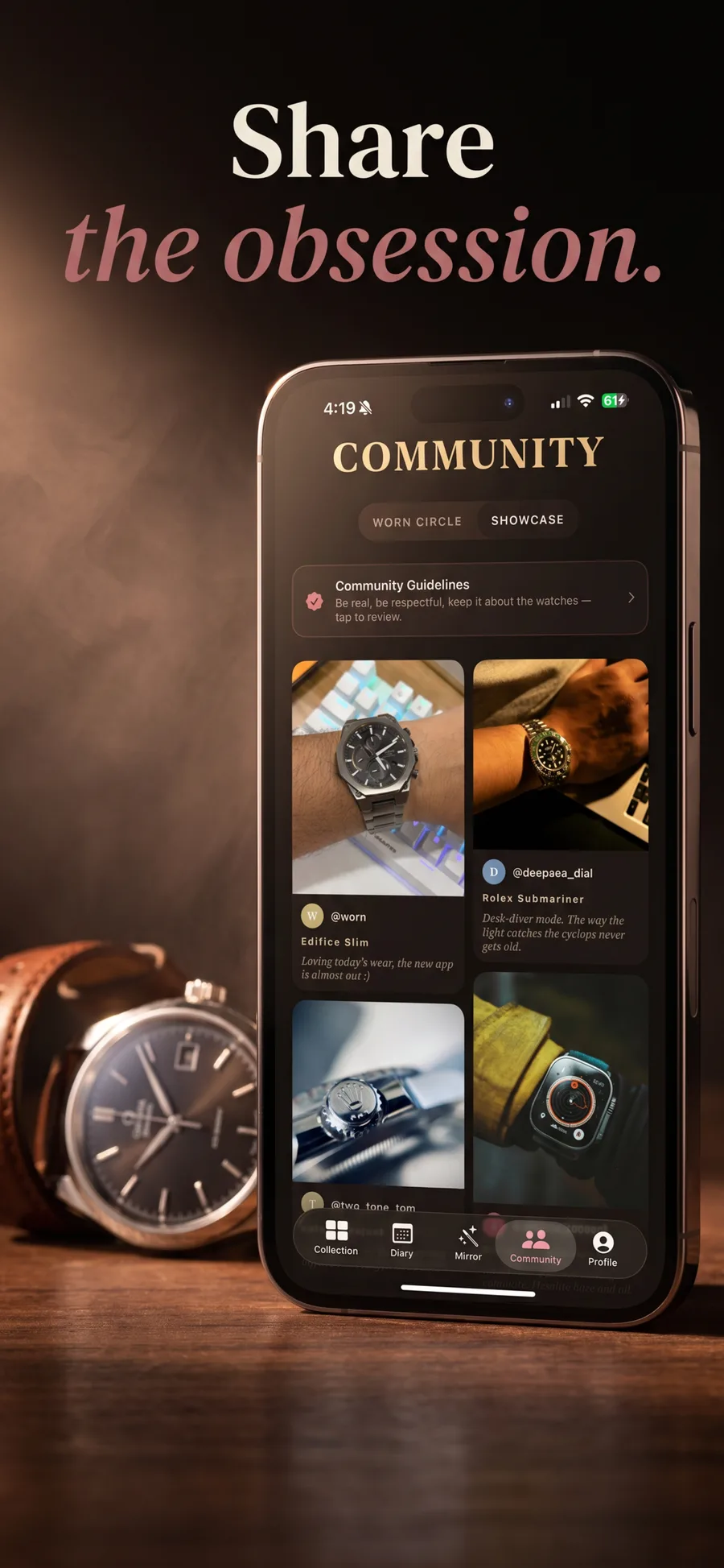 WORN — share the obsession, the collector community