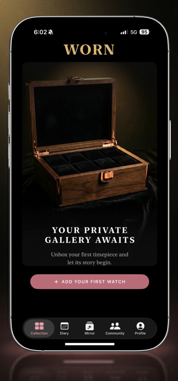 WORN app — your collection in a cinematic 3D watch box